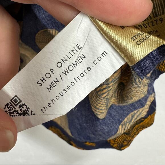 Rare Rabbit Blue Orange Paisley Wave Button Down Shirt Mens M Short Sleeve - Picture 8 of 12